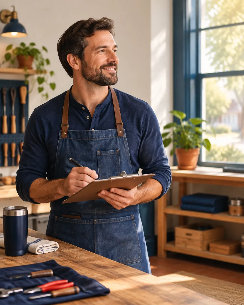 Local service business owner preparing the day’s booked work